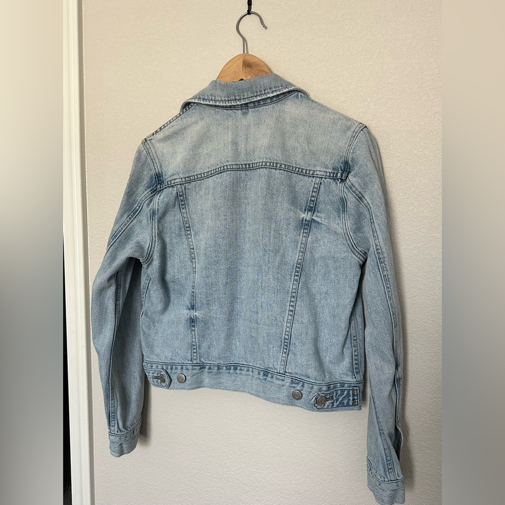 Pistola Cropped Denim Jacket Light Wash Trucker Style Small - Picture 3 of 5